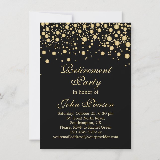 Golden confetti Retirement Party Invitation (Front)