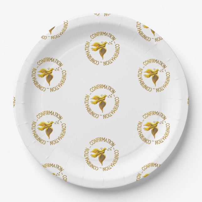 Golden Confirmation and Holy Spirit Paper Plate (Front)