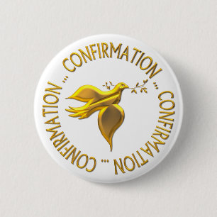 GOLDEN CONFIRMATION & HOLY SPIRIT 2 INCH ROUND BUTTON