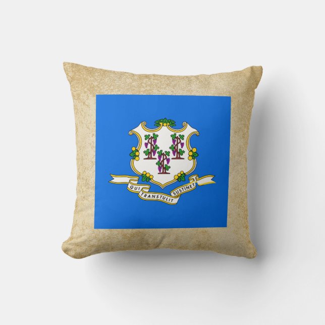 Golden Connecticut Flag Throw Pillow (Front)