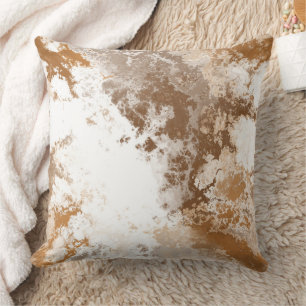 Golden Copper Marble abstract Throw Pillow