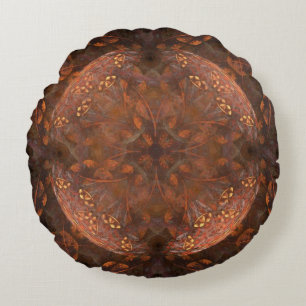 Golden Copper Shimmer Round Pillow