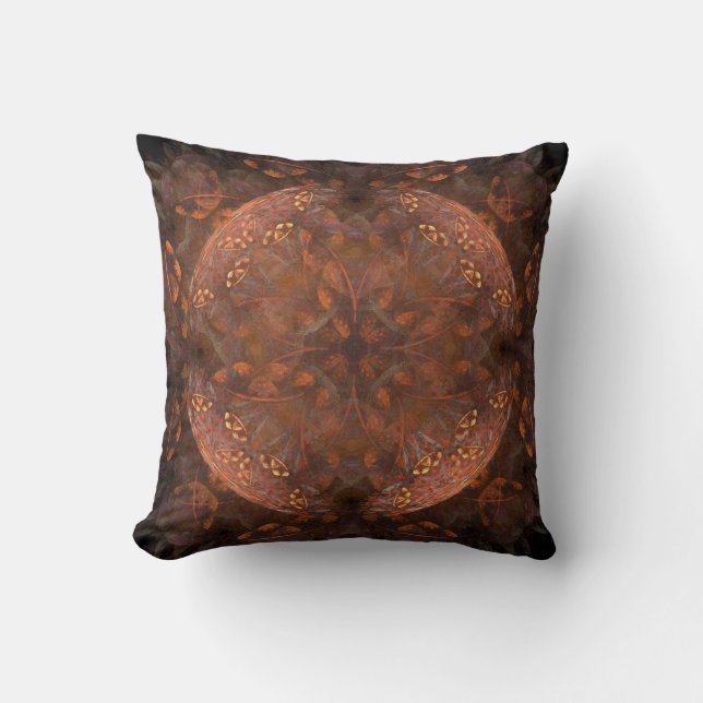 Golden Copper Shimmer Throw Pillow (Front)