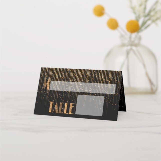 Golden Copper Star Shower Place Card (Front)