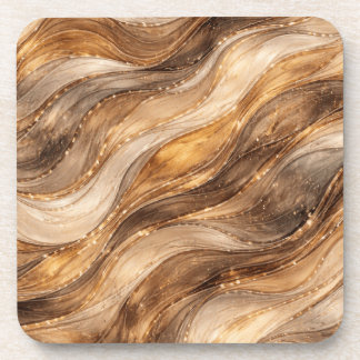 Golden Copper Waves Abstract Pattern Leggings Coaster
