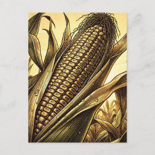 Golden Corn Cob Harvest Postcard