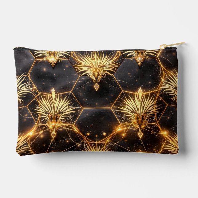 Golden Cosmic Geometry Accessory Pouch (Back)