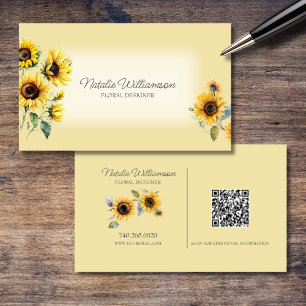 Golden Country Sunflowers QR Code Business Card