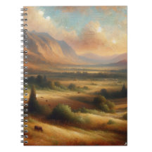 Golden Countryside Sunset Scene Notebook