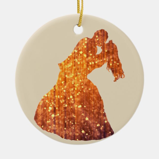 Golden Couple, Kiss, Romance Ornament (Front)