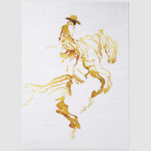 Golden Cowboy on Rearing Horse  Tissue Paper