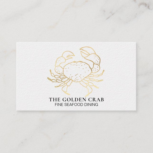 *~* Golden Crab Fine Dining by The Sea White Business Card (Front)