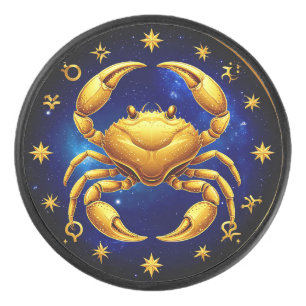 🦀 Golden Crab Zodiac Hockey Puck Cosmic Gift ✨