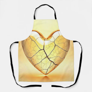 Golden Cracked Heart Art Apron