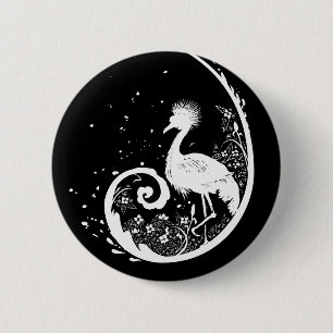 Golden Crane Silhouette 2 Inch Round Button
