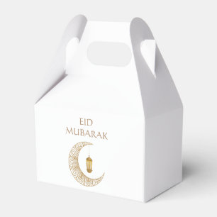 Golden Crescent Lantern Eid Mubarak Islamic Gift Favor Box
