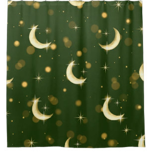 Golden Crescent Moon Bokeh - Celestial Starry