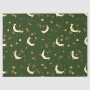 Golden Crescent Moon Bokeh - Celestial Starry Tissue Paper