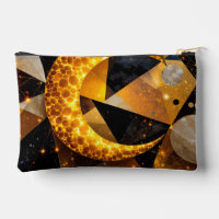 Golden Crescent Moon with Cosmic Geometric Stars