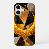 Golden Crescent Moon with Cosmic Geometric Stars