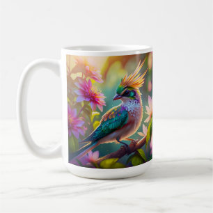 Golden Crested Green Headed Finch Fantasy Bird Coffee Mug