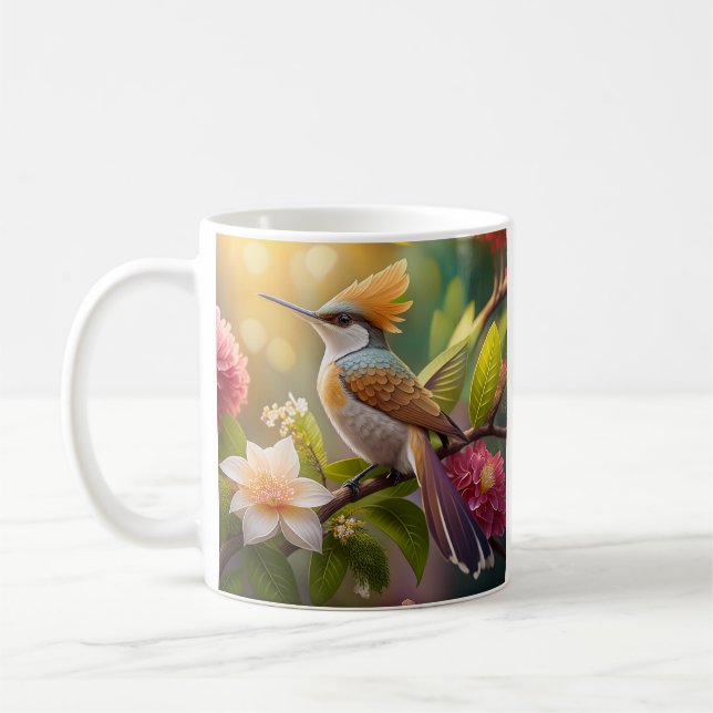Golden Crested Honeyeater Fantasy Bird Coffee Mug (Left)