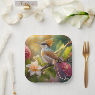 Golden Crested Honeyeater Fantasy Bird Paper Plate