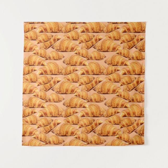 Golden croissant, bakery seamless pattern. tapestry (Front)