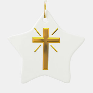 Golden Cross 4 Ceramic Ornament