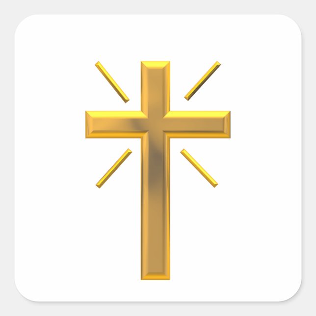 Golden Cross 4 Square Sticker (Front)