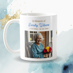 Golden Cross and Flowers Memorial Keepsake Coffee Mug