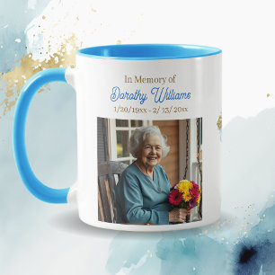Golden Cross and Flowers Memorial Keepsake Mug