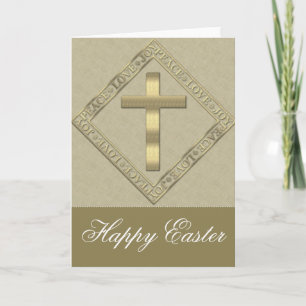 Golden Cross Christian Easter Greeting Card