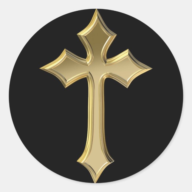 Golden cross classic round sticker (Front)