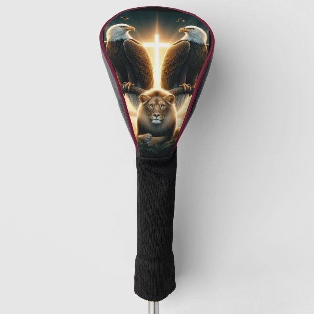 Golden Cross Double Eagle with Lion Pride Golf Head Cover (Front)