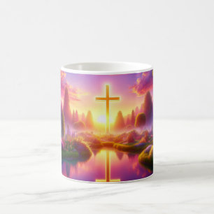 Golden Cross in a Heavenly Paradise Coffee Mug