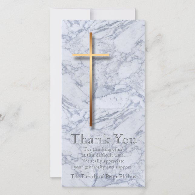Golden Cross Marble 1 Sympathy Thank You (Front)