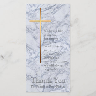 Golden Cross Marble 2 Sympathy Thank You Card