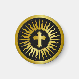 Golden Cross Sign  Magnet