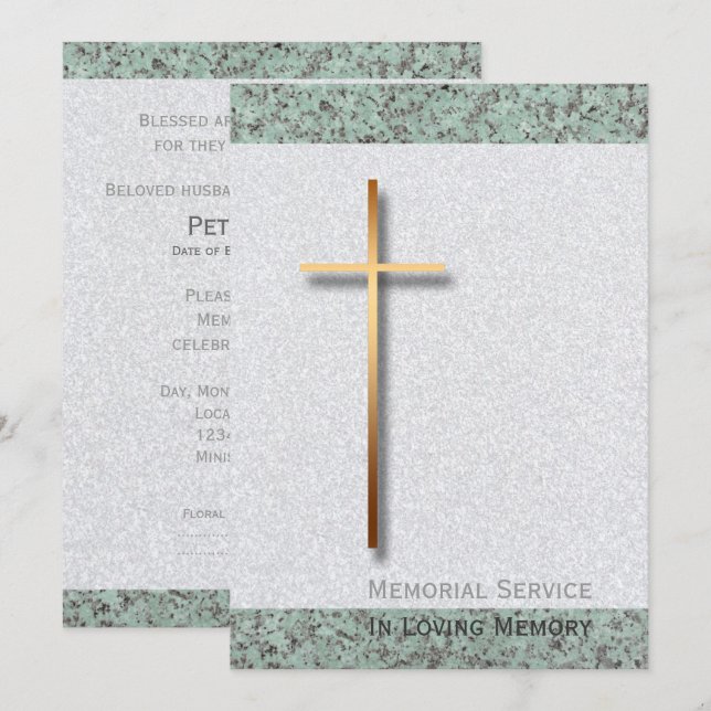 Golden Cross Stone 1 Funeral Announcement (Front/Back)