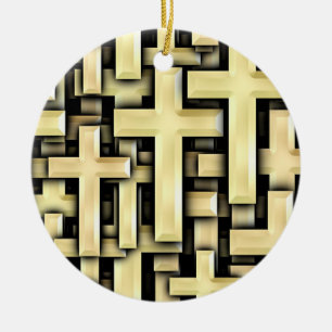 Golden Crosses Ceramic Ornament