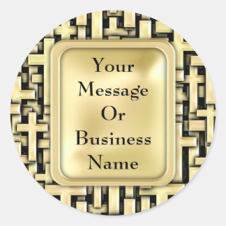 Golden Crosses Classic Round Sticker