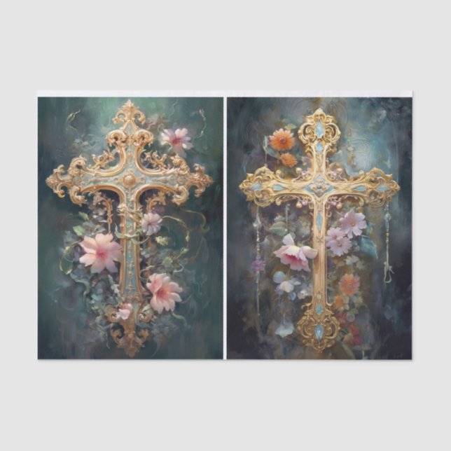 Golden Crosses  Tissue Paper (Front)