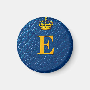 Golden Crown Above Stylish Letter E Magnet