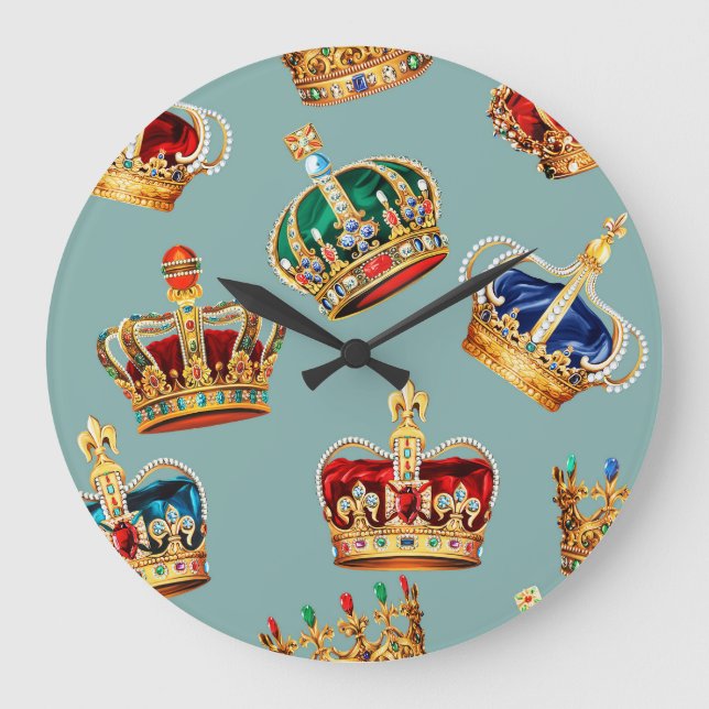 Golden Crown Baroque Fashion Texture Large Clock (Front)