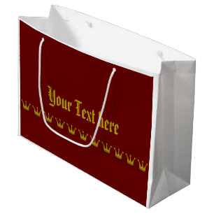 Golden Crown Border + your background & text Large Gift Bag