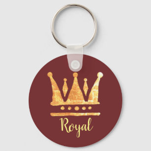 Golden Crown  Button Key Ring