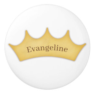 Golden Crown Fairytale Kids & Nursery Personalized Ceramic Knob