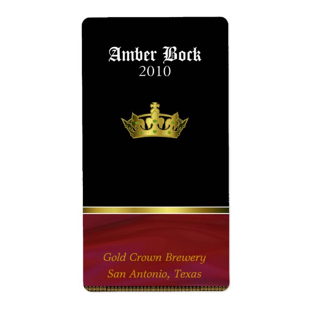 Golden Crown Home Made Beer Labels (Front)