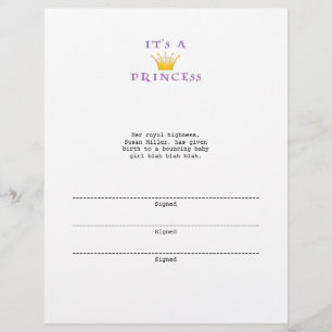 Golden Crown "It's a Princess" with Wizard font